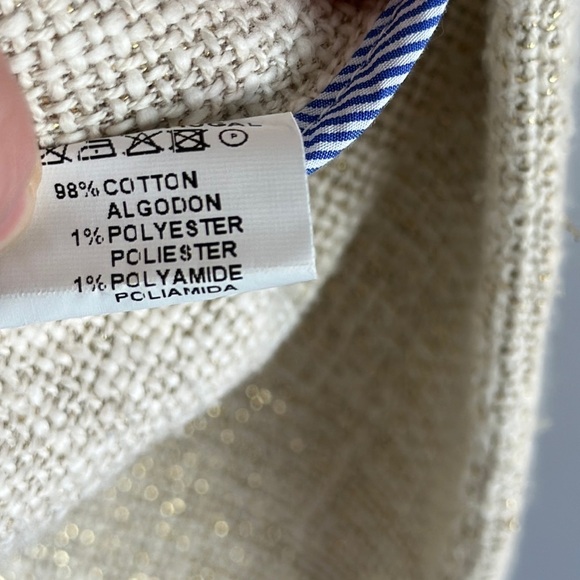 Vilagallo Womens Juliet Beige Cotton Blend Coat Multicolored Fringe Sz XS Resort - Picture 8 of 16